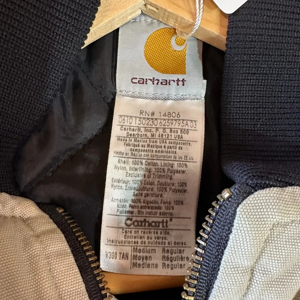 Carhartt V300 Vest Mens Medium Tan Canvas Fleece Lined Zip Relaxed